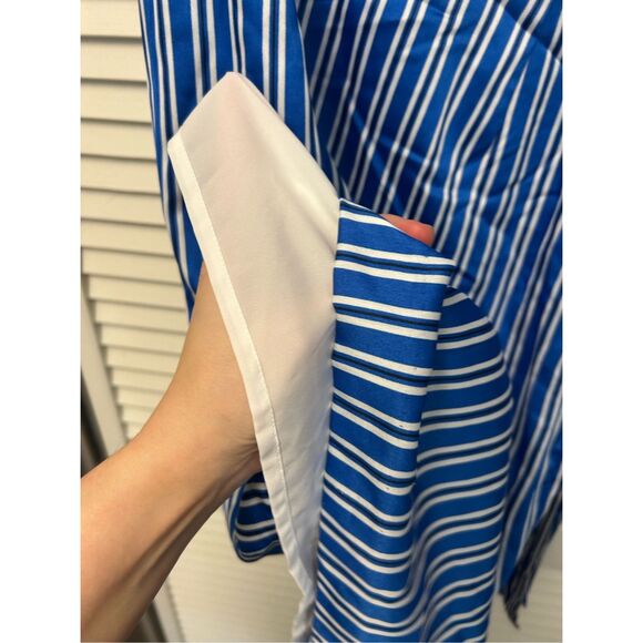 Banana Republic NWT One Shoulder Blue Stripe Midi Dress, Sz 0, MSRP $128 - Picture 9 of 11